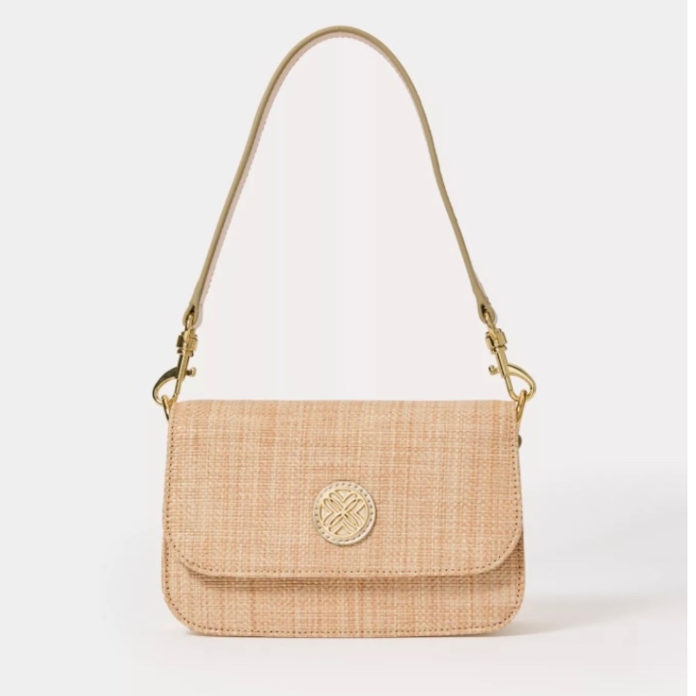 Lilly Pulitzer Paley Straw Shoulder Bag in Natural - New